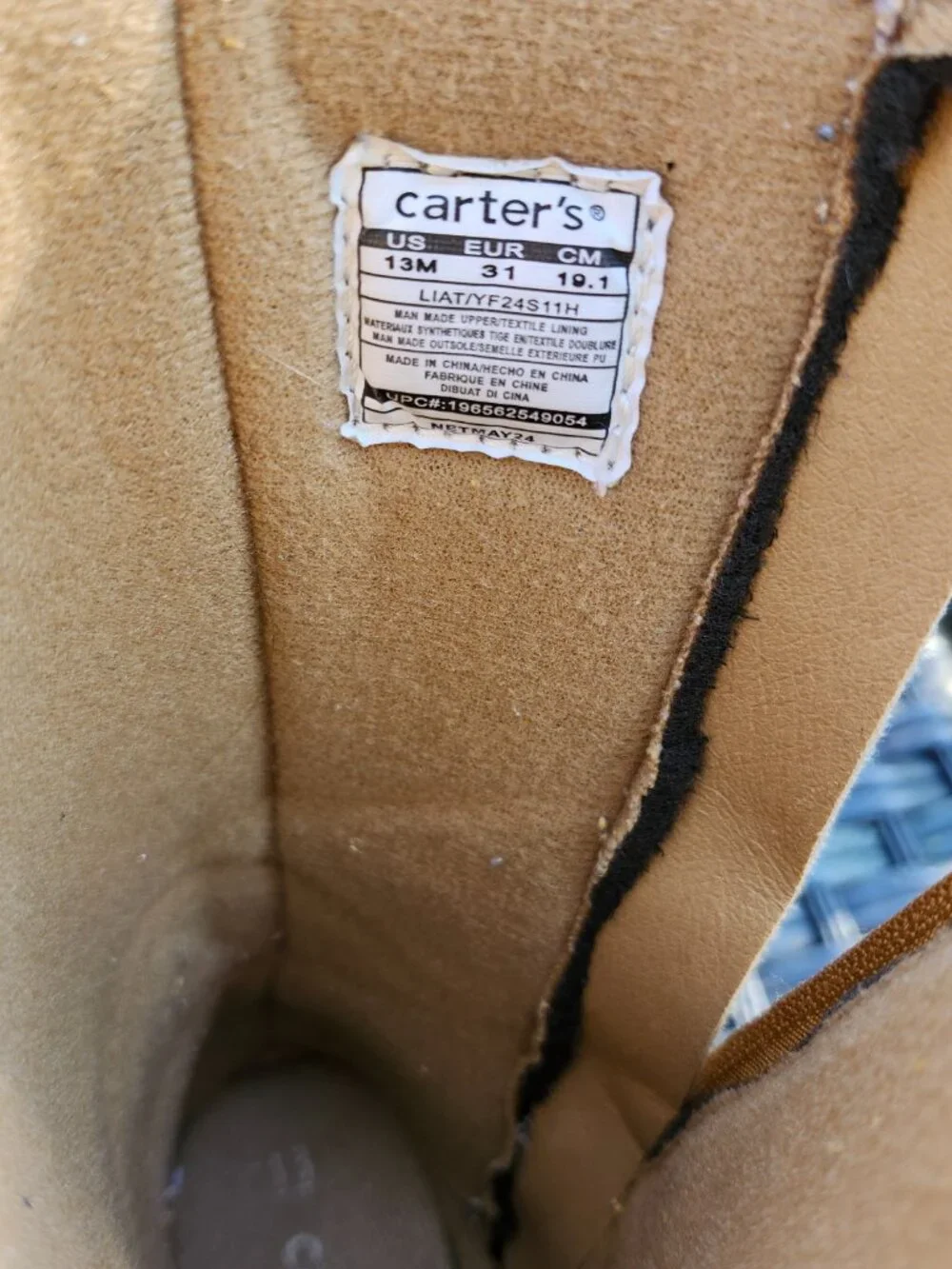 Carter’s Girls/Toddler Size 13 Tan Western-Style Mid-Calf Boots